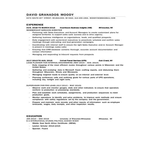 Resume 2016 | PDF