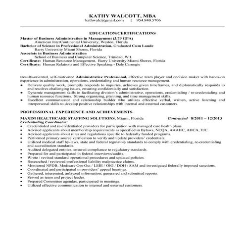 resume KW max