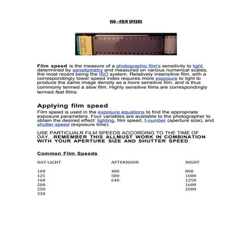 006 iso –film speeds handout