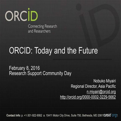 ORCID: Today and the Future