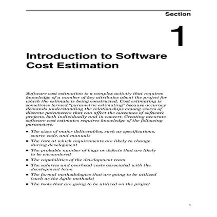 Introduction to Software Cost Estimation