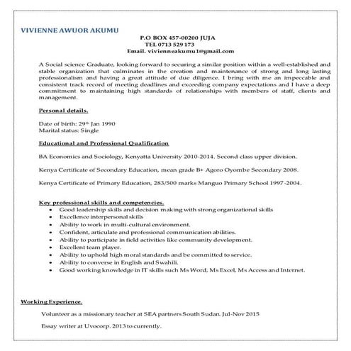 VIVIENNE AWUOR AKUMU cv