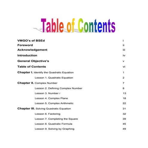 007 table of contents