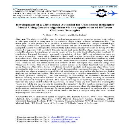 Development of a Customized Autopilot for Unmanned Helicopter Model Using Gen...
