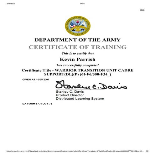 WARRIOR TRANSITION UNIT CADRE SUPPORT TEAM