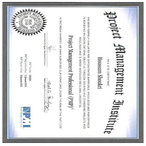 PMP Certificate - Houssam Shoukri