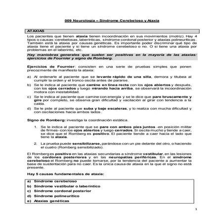 009 a neurología síndrome cerebeloso y ataxia