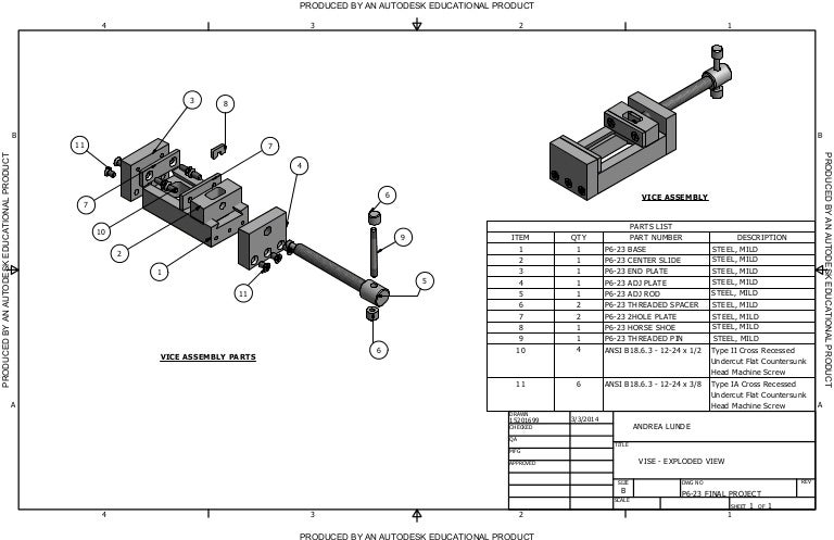 VISE- EXPLODED VIEW bench clamp diagram 