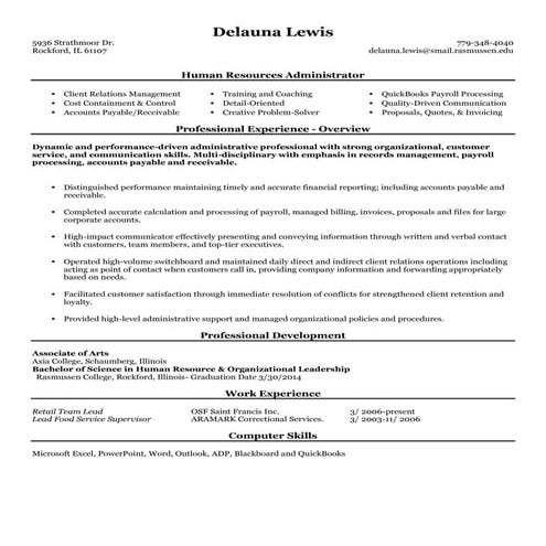 Delauna Lewis Resume