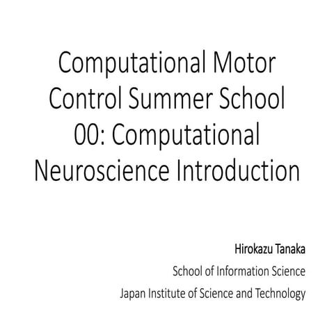 Computational Motor Control: Introduction (JAIST summer course)