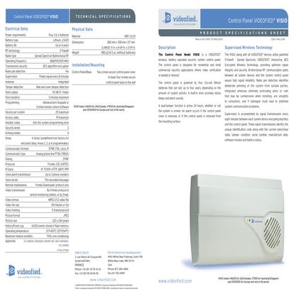 00 control panel videofied visio specifications sheet