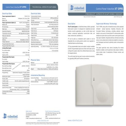 00 control panel xt specification sheet