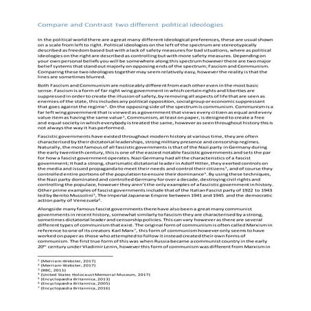 Compare and Contrast two political ideologies