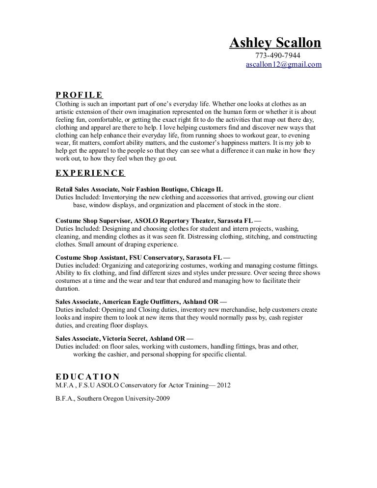 Clothing Resume