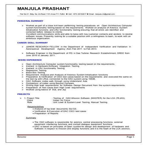MANJULA PRASHANT CV
