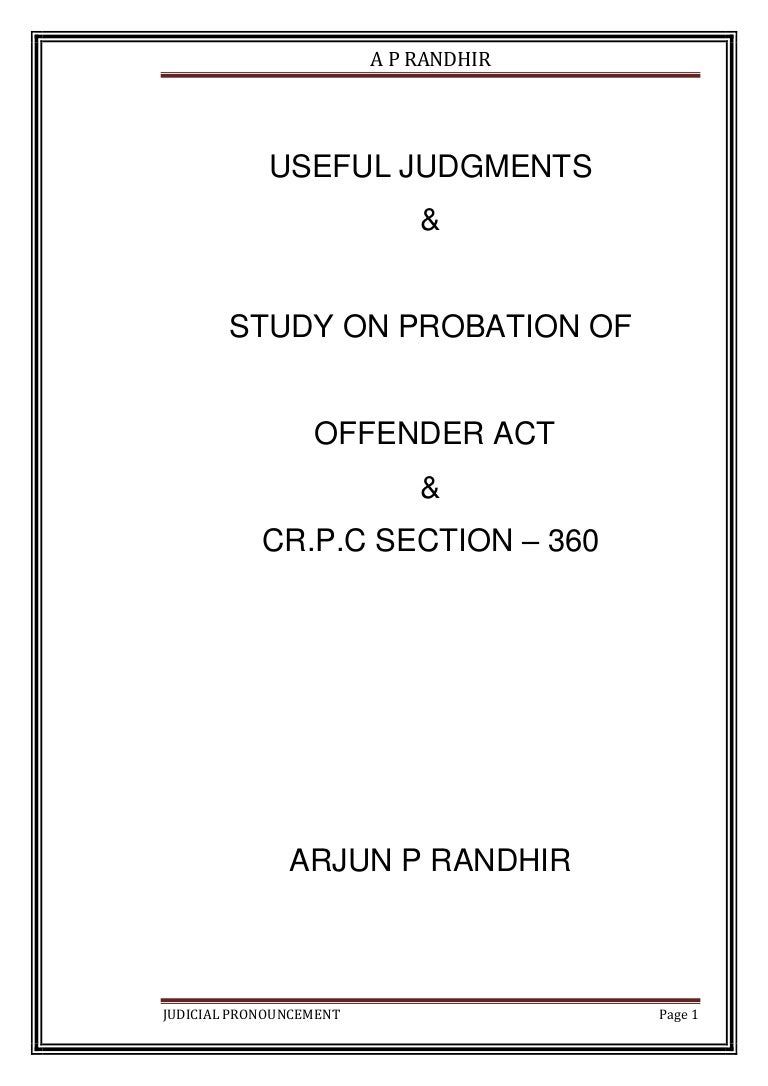 Useful Judgment Of Probation Of Offender Act