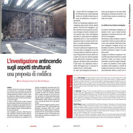 L’investigazione antincendio sugli aspetti strutturali: una proposta di codifica