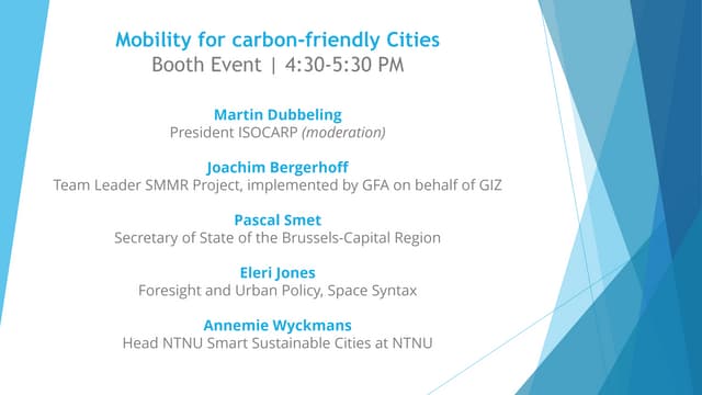 ISOCARP @ WUF10 | Mobility for carbon-friendly cities