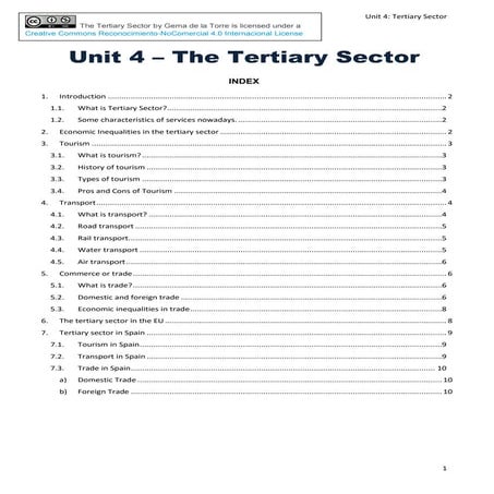 Unit 4: Tertiary Sector