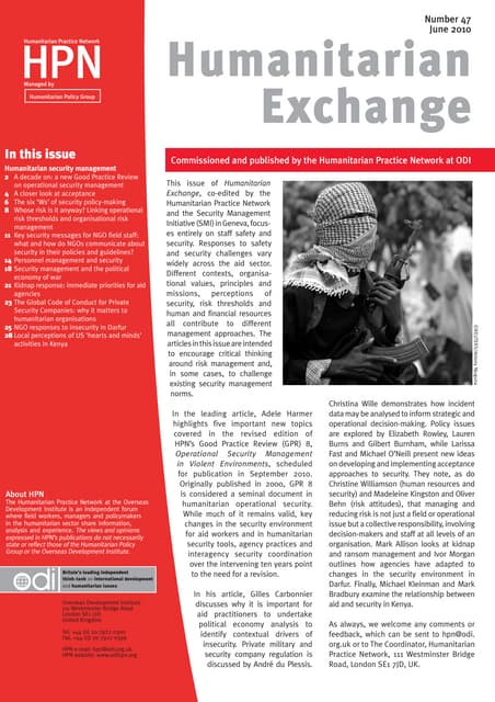Humanitarian Exchange: The Six Ws of Security Policy Making (p. 6-7)