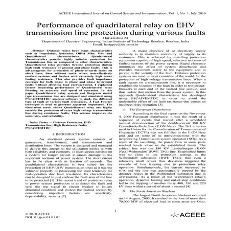 Performance of quadrilateral relay on EHV transmission line protection during...
