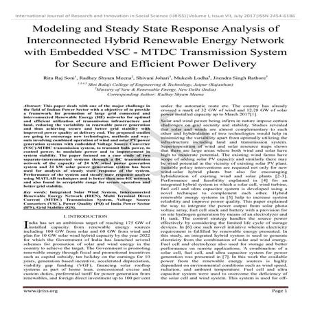 Modeling and Steady State Response Analysis of Interconnected Hybrid Renewabl...