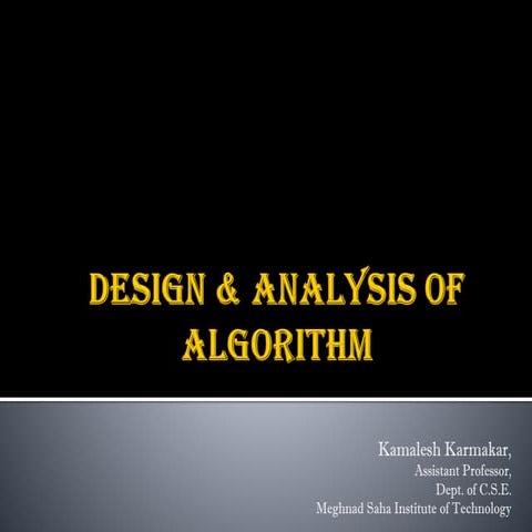 01. design & analysis of agorithm intro & complexity analysis | PPT