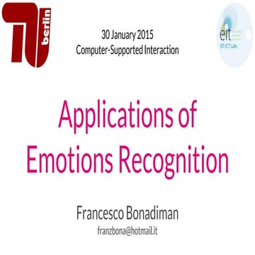 Applications of Emotions Recognition