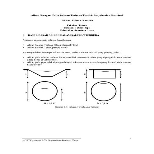 Aliran Seragam pada Saluran Terbuka (Hidrolika)