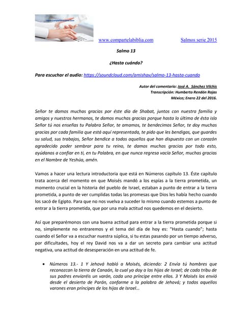 01.  Salmos 13 Hasta cuándo.
