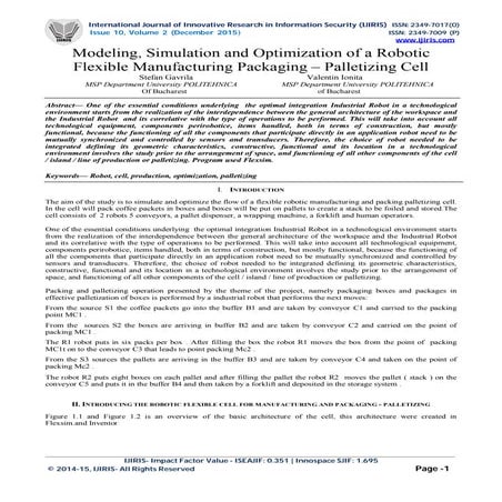Modeling, Simulation and Optimization of a Robotic Flexible Manufacturing Pac...