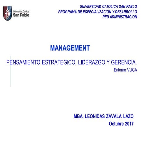 management, pensamiento estrategico, liderazgo, entorno vuca