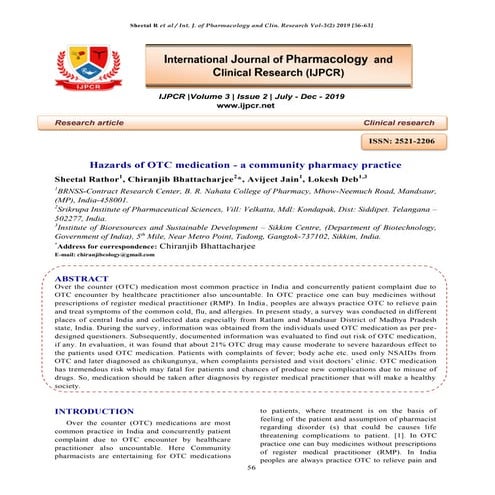 Hazards of OTC medication - a community pharmacy practice