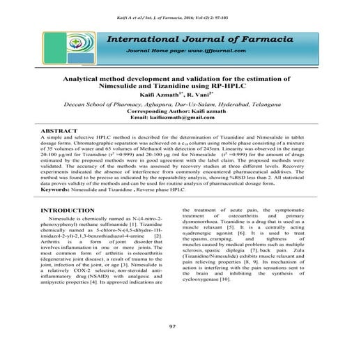 Analytical method development and validation for the estimation of Nimesulide...