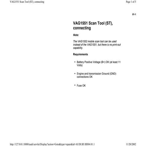 AUDI A4 B5 1.8L 1996 BADY ODB 01 1 vag scan tool