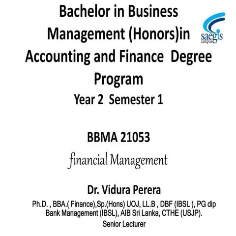 Financial Management  I