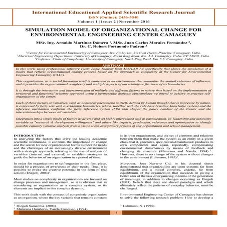 SIMULATION MODEL OF ORGANIZATIONAL CHANGE FOR ENVIRONMENTAL ENGINEERING CENTER CAMAGUEY