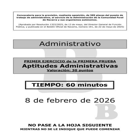 Examen OPE Administrativo Navarra Modelo B | PDF