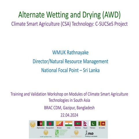Alternate Wetting and Drying - Climate Smart Agriculture