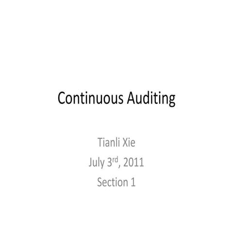 Continuous Auditing