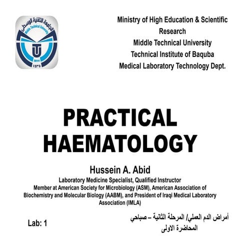 Introduction to haematology laboratory