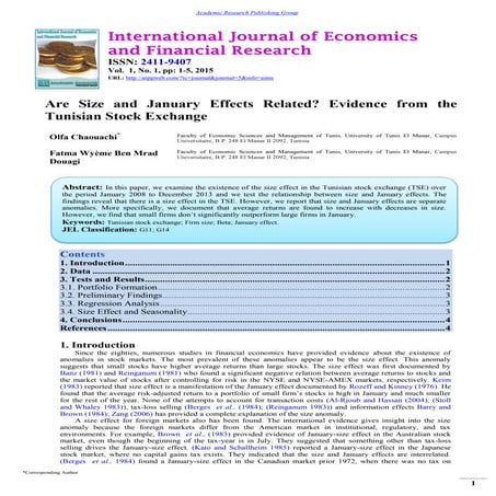 Are Size and January Effects Related? Evidence from the Tunisian Stock Exchange