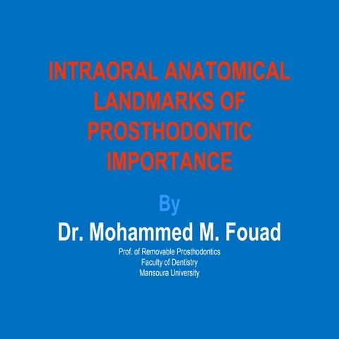 Intraoral Anatomical Landmarks