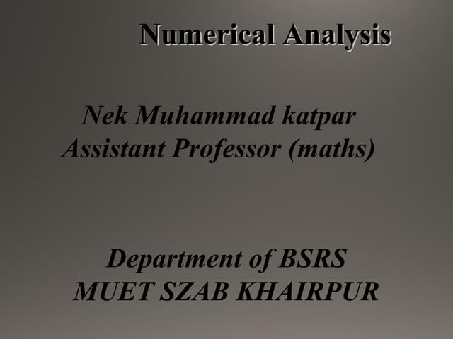 introduction to Numerical Analysis