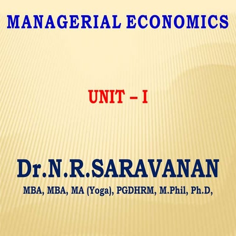 Managerial Economics - INTRODUCTION