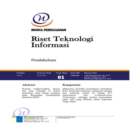 MODUL PERKULIAHAN - Riset Teknologi Informasi - Pendahuluan