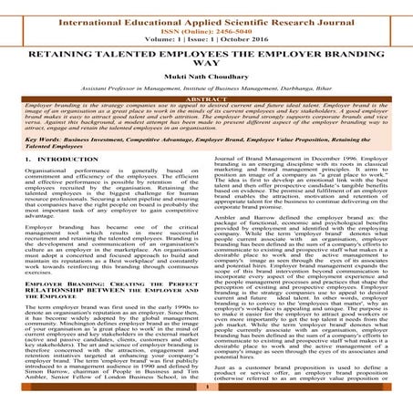 RETAINING TALENTED EMPLOYEES THE EMPLOYER BRANDING WAY