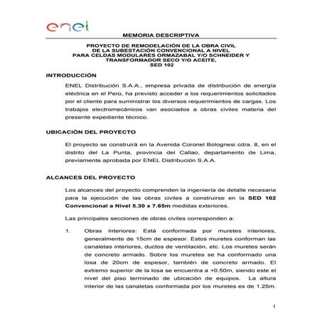 memoria descriptiva enel