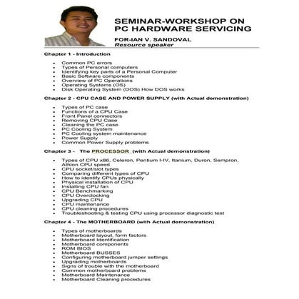 PC Hardware Servicing Outline