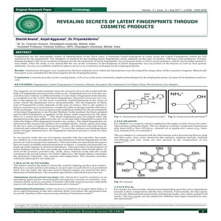 REVEALING SECRETS OF LATENT FINGERPRINTS THROUGH COSMETIC PRODUCTS